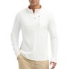 imagebaleaf Mens Long Sleeve Fleece Quarter Zip Pullover Sweatshirt with Zipper Pocket Reflective Strip Running Golf CausalWhite