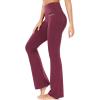 imagebaleaf Womens Cotton Flare Yoga Pants High Waisted Bootcut Bell Bottom Leggings Dressy Work Office TrousersBurgundy