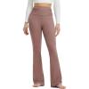 imagebaleaf Womens Flare Yoga Pants Fold Over Flared Leggings with Pockets Tummy Control Bootcut PantsBeaver Brown