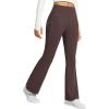 imagebaleaf Womens Fleece Lined Pants Water Resistant Winter Thermal Warm Flare Leggings Bell Bottom Yoga Pants with PocketsDark Brown