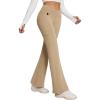 imagebaleaf Womens Fleece Lined Pants Winter Thermal Water Resistant Crossover Flare Leggings Warm Bootcut Hiking OutdoorKhaki