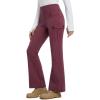 imagebaleaf Womens Thick Fleece Lined Pants Flare Leg Winter Snow Water Resistant Cargo Pockets High Waisted WarmWine Red