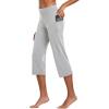 imagebaleaf Womens Yoga Capri Pants High Waist Capri Leggings with Pockets Wide Leg Crop Exercise Workout Summer PantsLight Gray