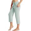 imagebaleaf Womens Yoga Capri Pants High Waist Capri Leggings with Pockets Wide Leg Crop Exercise Workout Summer PantsSubtle Green