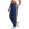 imagebeleaf Womens Fleece Lined Track Pants Wide Leg Pants with Zipper Pockets Loose Fit Sweatpants Drawstring Travel Casual WorkNavy Blue