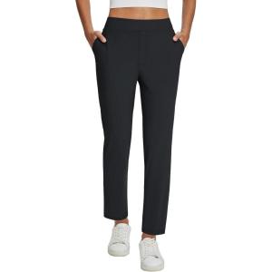 imagebaleaf Womens Business Casual Pants Stretch Travel Pants On Airport with Zipper Pockets Dressy Slacks Golf Work Pull onBlack