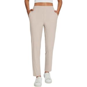 imagebaleaf Womens Business Casual Pants Stretch Travel Pants On Airport with Zipper Pockets Dressy Slacks Golf Work Pull onKhaki
