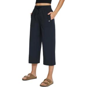 imagebaleaf Womens Capri Pants Wide Leg Plus Size UPF50 Lightweight Quick Dry Pants Casual Loose Sweatpants Hiking Walking21 Caprisblack