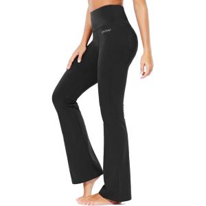 imagebaleaf Womens Cotton Flare Yoga Pants High Waisted Bootcut Bell Bottom Leggings Dressy Work Office TrousersBlack