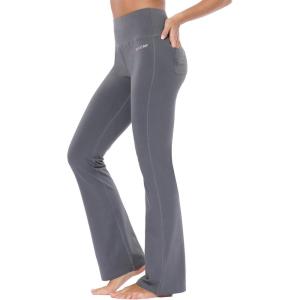 imagebaleaf Womens Cotton Flare Yoga Pants High Waisted Bootcut Bell Bottom Leggings Dressy Work Office TrousersGrey