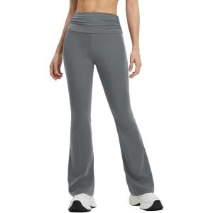 imagebaleaf Womens Flare Yoga Pants Fold Over Flared Leggings with Pockets Tummy Control Bootcut PantsDark Grey
