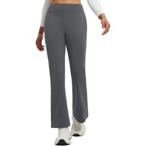 imagebaleaf Womens Fleece Lined Pants Winter Flare Yoga Pants Warm Thermal Bootcut LeggingsDark Gray