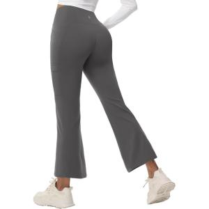 imagebaleaf Womens Fleece Lined Pants Winter Thermal Water Resistant Crossover Flare Leggings Warm Bootcut Hiking OutdoorDark Gray