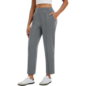 imagebaleaf Womens Travel Pants Stretch Ankle Golf Pants with Pockets Comfy Petite Business Casual Dressy Work SlacksDark Gray