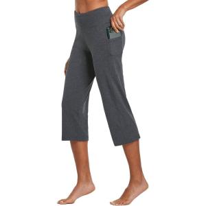 imagebaleaf Womens Yoga Capri Pants High Waist Capri Leggings with Pockets Wide Leg Crop Exercise Workout Summer PantsCharcoal