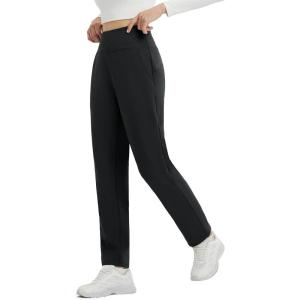 imagebeleaf Womens Fleece Lined Pants Winter Warm Thermal Water Resistant High Waisted Travel Pants Thick Pants Work Golf CasualBlack