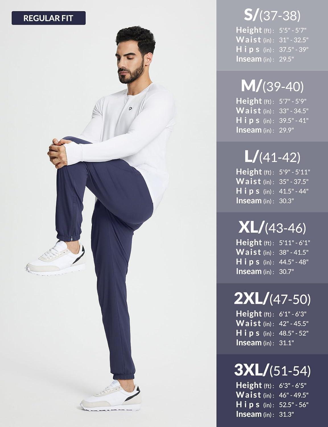 imagebaleaf 30 Mens Golf Joggers Pants Stretch Lightweight Quick Dry Slim Fit Casual Work Dress Sweatpants Zip PocketsBlue