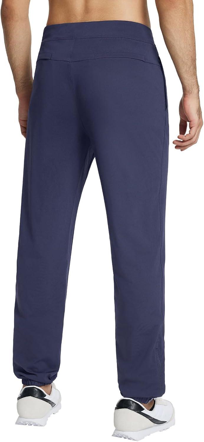 imagebaleaf 30 Mens Golf Joggers Pants Stretch Lightweight Quick Dry Slim Fit Casual Work Dress Sweatpants Zip PocketsBlue