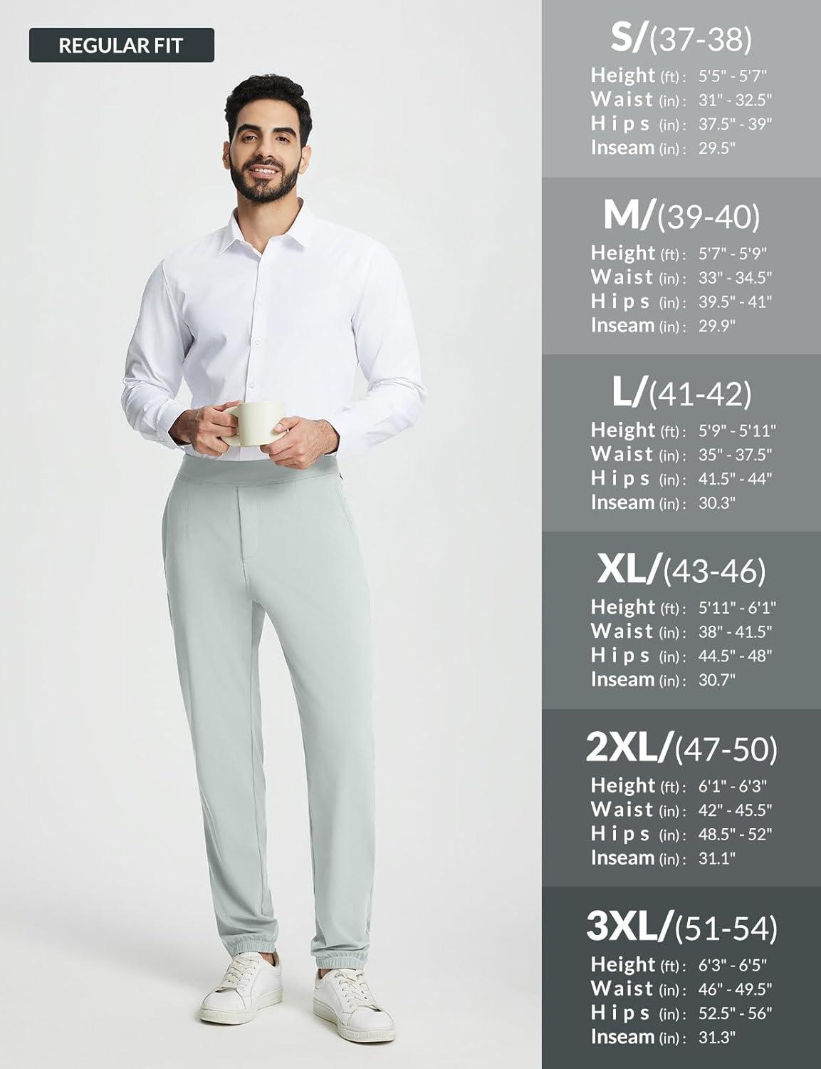 imagebaleaf 30 Mens Golf Joggers Pants Stretch Lightweight Quick Dry Slim Fit Casual Work Dress Sweatpants Zip PocketsGrey