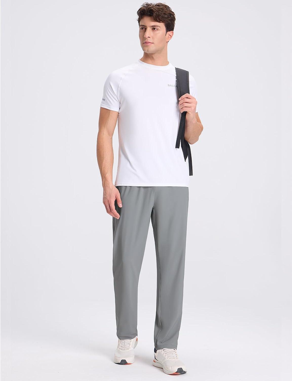 imagebaleaf Mens Athletic Pants with Zipper Pockets Lightweight Quick Dry Tapered Sweatpants for Track Workout Running JoggingGray