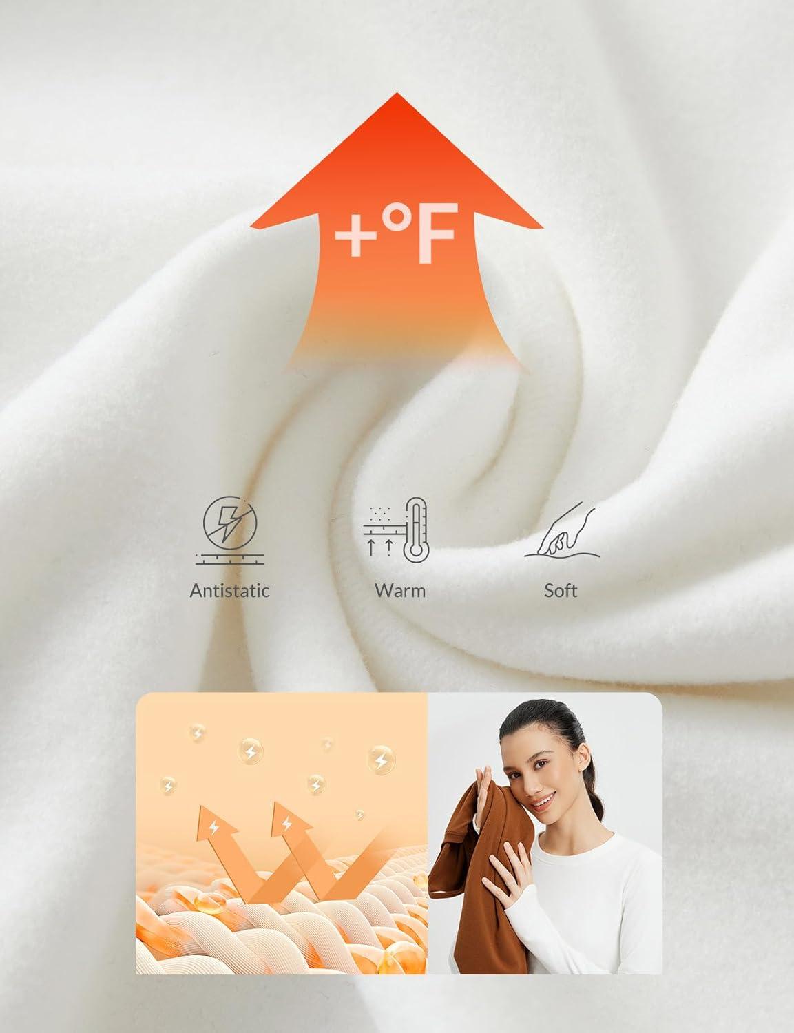 imagebaleaf Womens Thermal Shirts Fleece Lined Long Sleeve Tops Workout Base Layer Slim Fit Cold Weather GearStar White