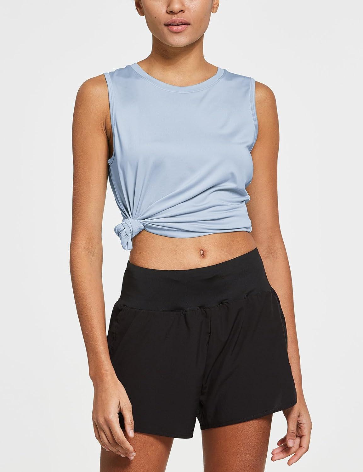 imagebaleaf Workout Tank Tops for Women Sleeveless Running Athletic Loose Fit Yoga Tops Active Shirts Sports Gym ExerciseLight Blue