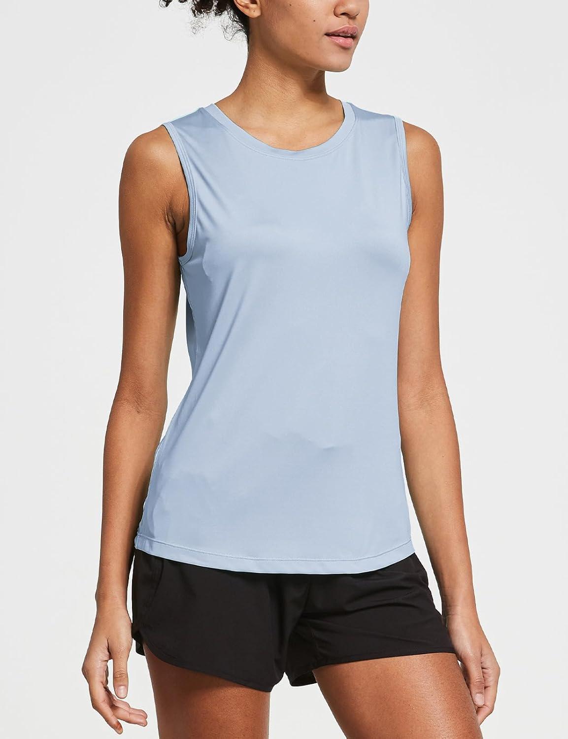 imagebaleaf Workout Tank Tops for Women Sleeveless Running Athletic Loose Fit Yoga Tops Active Shirts Sports Gym ExerciseLight Blue