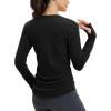 imagebaleaf Womens Thermal Shirts Fleece Lined Long Sleeve Tops Workout Base Layer Slim Fit Cold Weather GearBlack