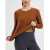 imagebaleaf Womens Thermal Shirts Fleece Lined Long Sleeve Tops Workout Base Layer Slim Fit Cold Weather GearBrown
