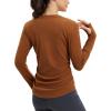 imagebaleaf Womens Thermal Shirts Fleece Lined Long Sleeve Tops Workout Base Layer Slim Fit Cold Weather GearBrown