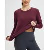 imagebaleaf Womens Thermal Shirts Fleece Lined Long Sleeve Tops Workout Base Layer Slim Fit Cold Weather GearWine Red