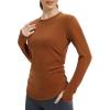 imagebaleaf Womens Thermal Shirts Fleece Lined Long Sleeve Tops Workout Base Layer Slim Fit Cold Weather GearBrown