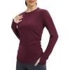 imagebaleaf Womens Thermal Shirts Fleece Lined Long Sleeve Tops Workout Base Layer Slim Fit Cold Weather GearWine Red