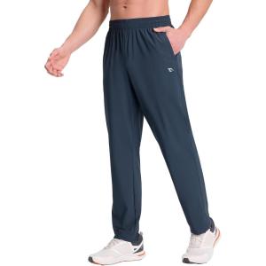 imagebaleaf Mens Athletic Pants with Zipper Pockets Lightweight Quick Dry Tapered Sweatpants for Track Workout Running JoggingNavy Blue