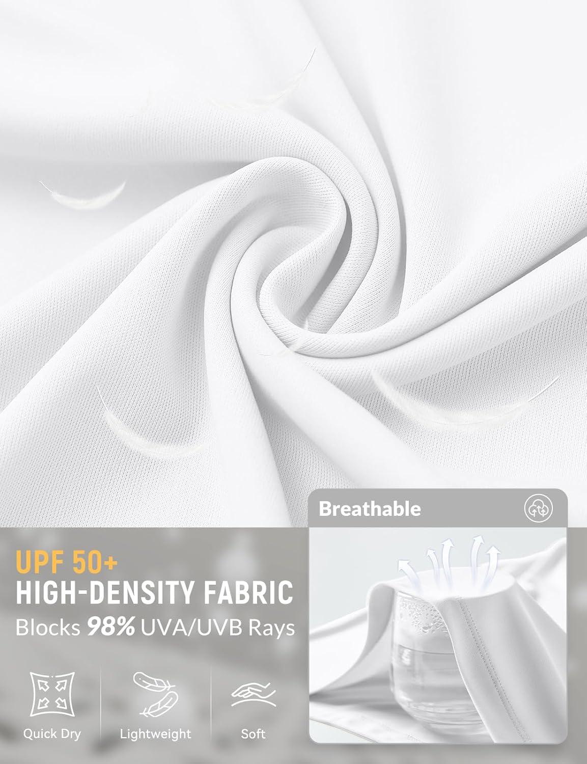 imagebaleaf Mens UPF 50 Full Zip Light Jacket Hooded Long Sleeve Cooling Shirt with Pocket Hiking Fishing Outdoor Performance02white