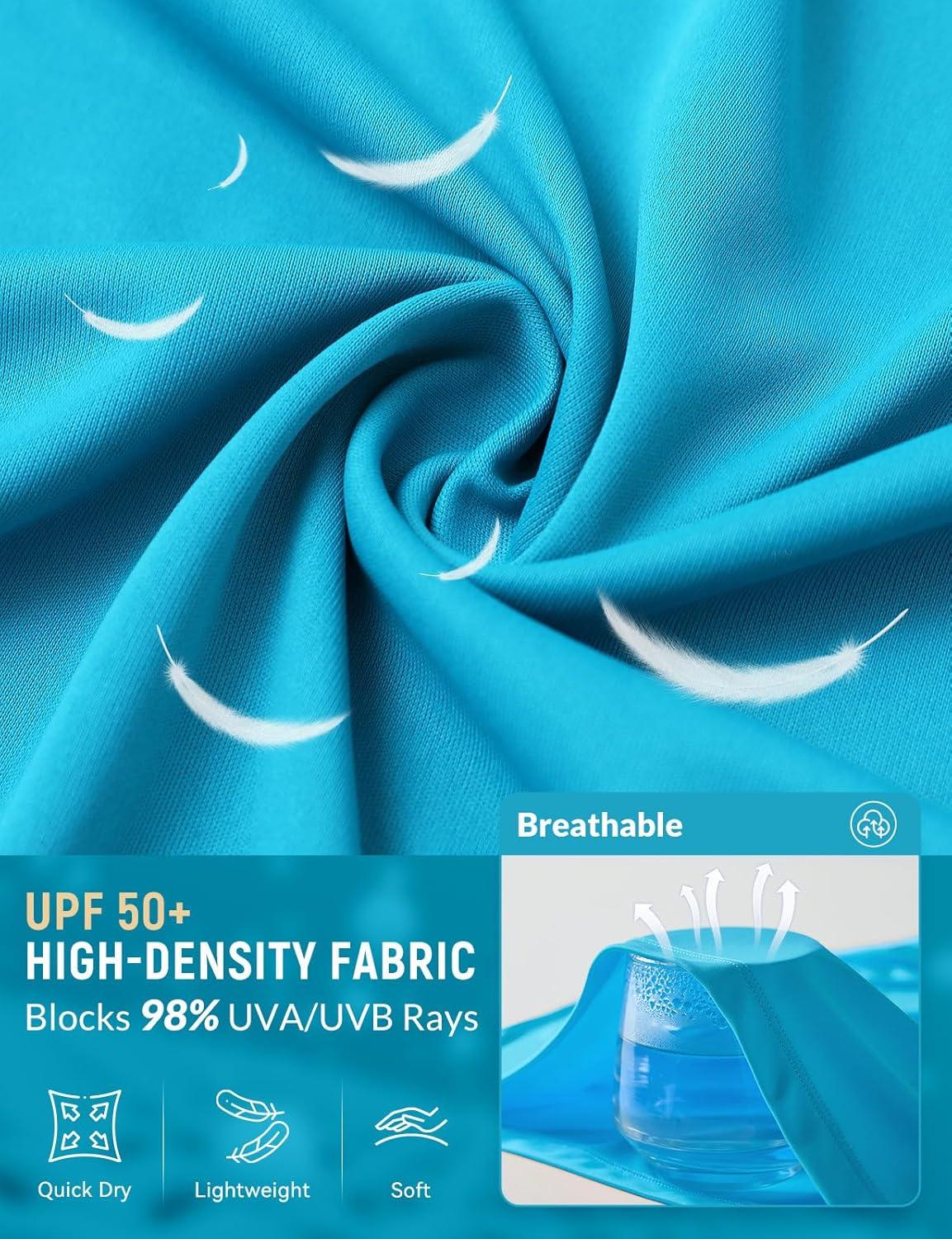 imagebaleaf Mens UPF 50 Full Zip Light Jacket Hooded Long Sleeve Cooling Shirt with Pocket Hiking Fishing Outdoor PerformanceAqua Blue