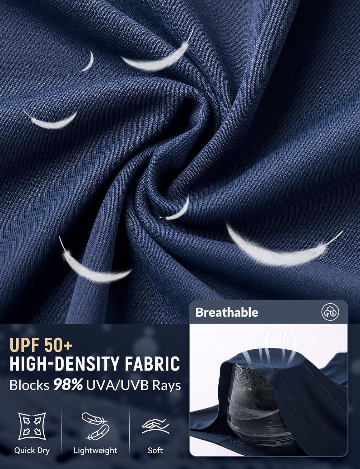 imagebaleaf Mens UPF 50 Full Zip Light Jacket Hooded Long Sleeve Cooling Shirt with Pocket Hiking Fishing Outdoor PerformanceNavy Blue