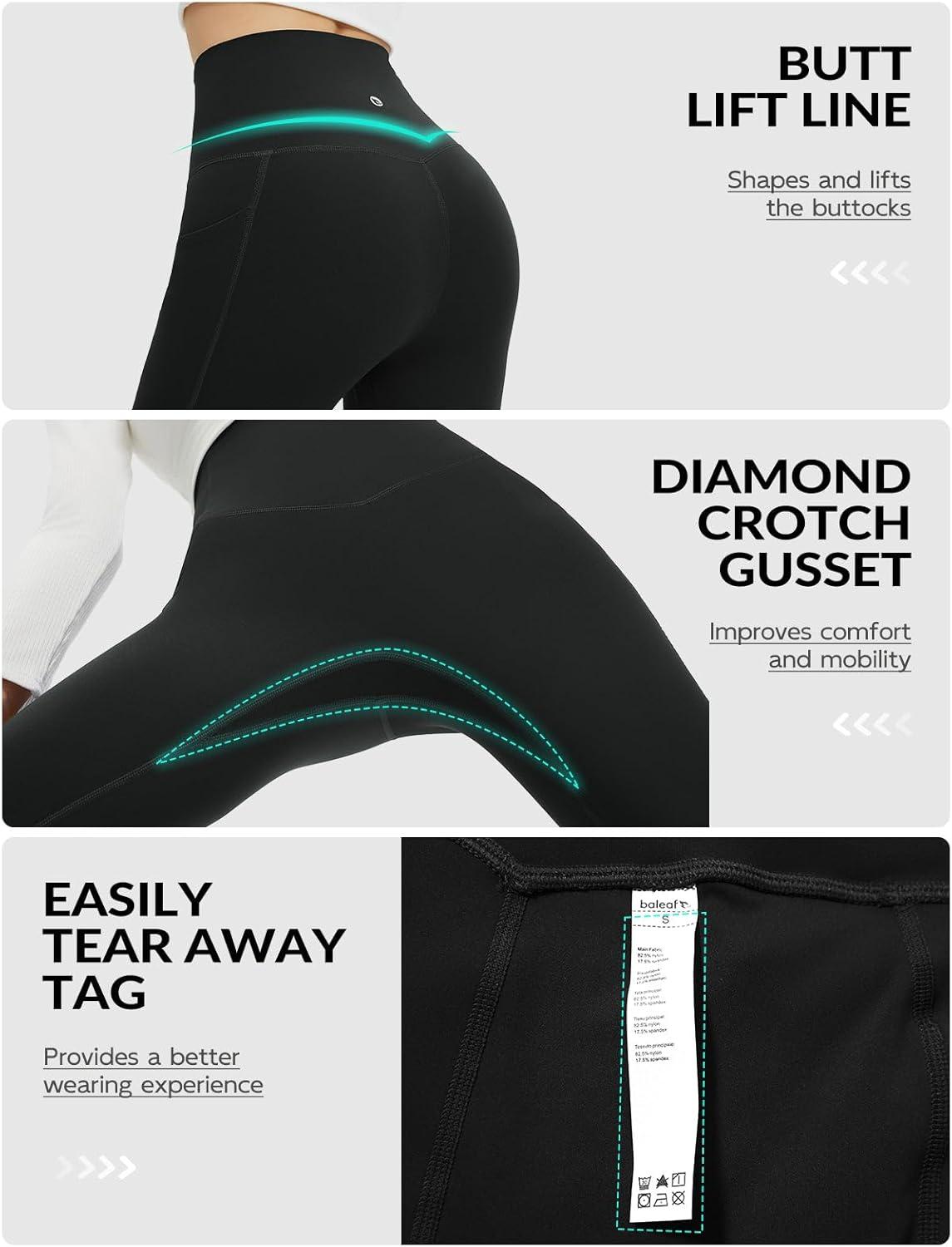 imagebaleaf Super High Waisted Leggings for Women with Pockets Stretchy Tummy Control Soft Yoga Workout Gym Petite PantsBlack