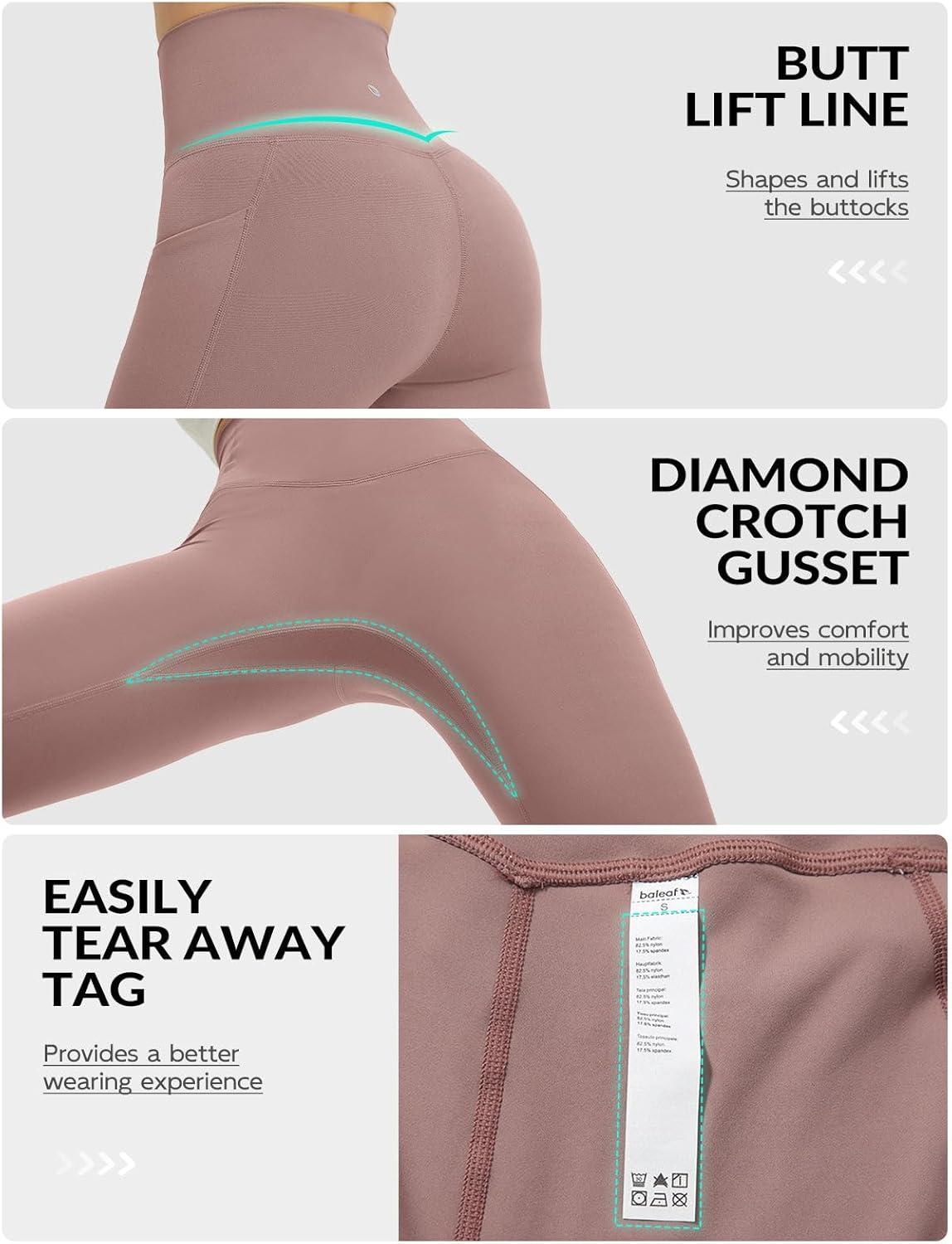 imagebaleaf Super High Waisted Leggings for Women with Pockets Stretchy Tummy Control Soft Yoga Workout Gym Petite PantsBrown