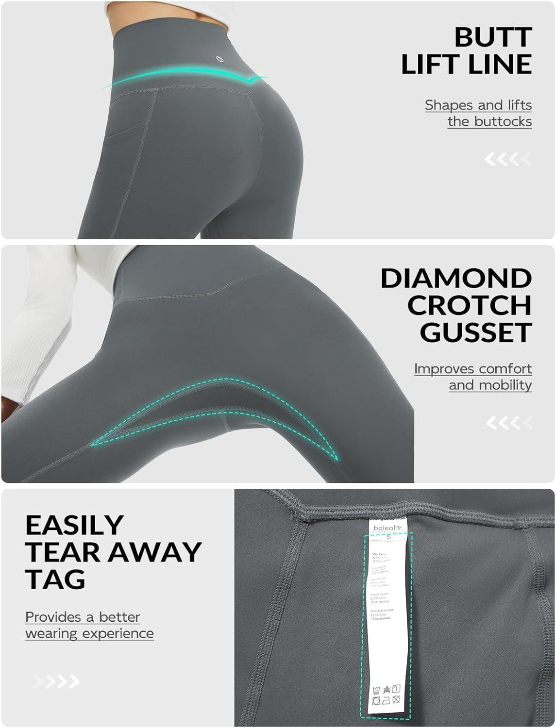 imagebaleaf Super High Waisted Leggings for Women with Pockets Stretchy Tummy Control Soft Yoga Workout Gym Petite PantsDark Gray