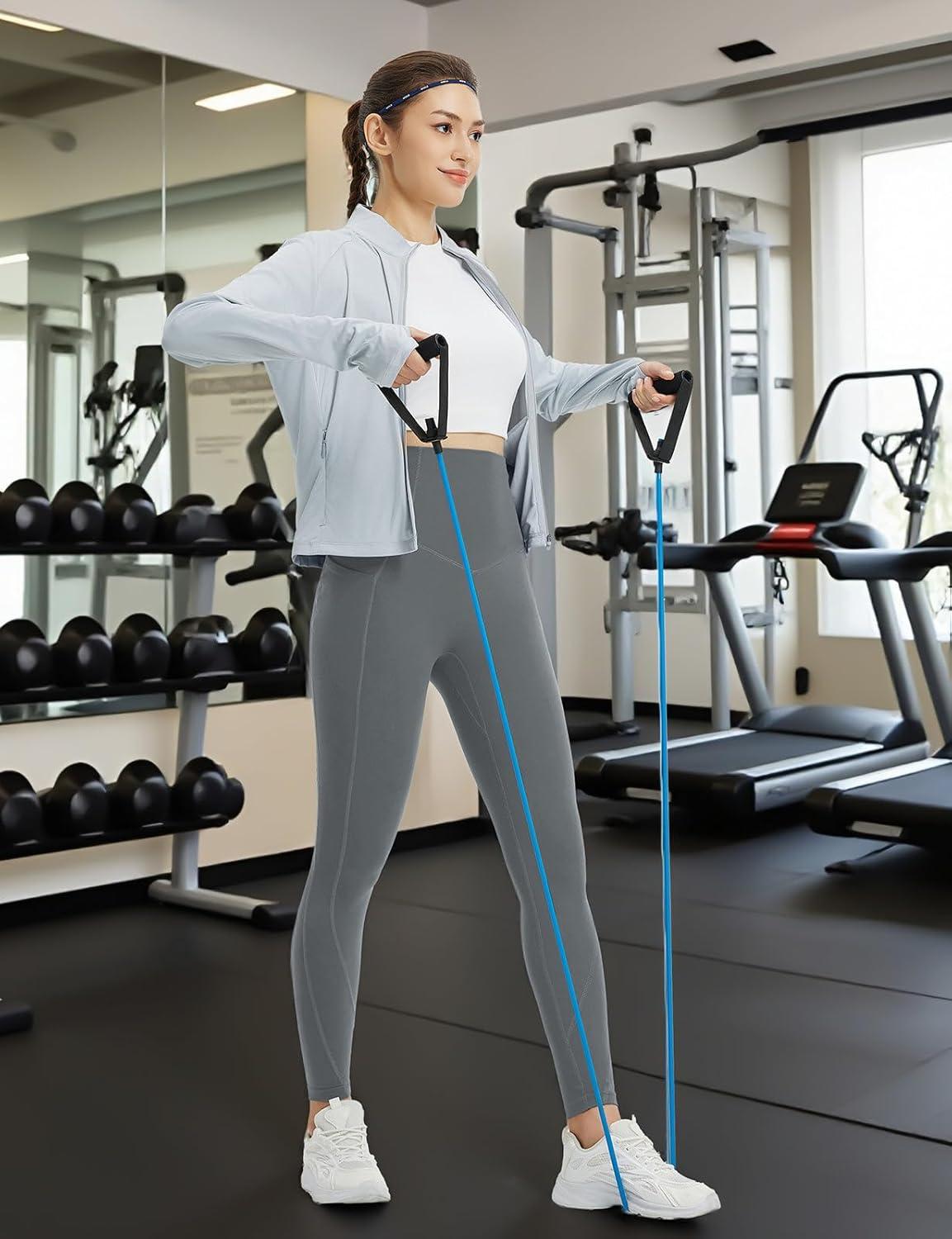 imagebaleaf Super High Waisted Leggings for Women with Pockets Stretchy Tummy Control Soft Yoga Workout Gym Petite PantsDark Gray