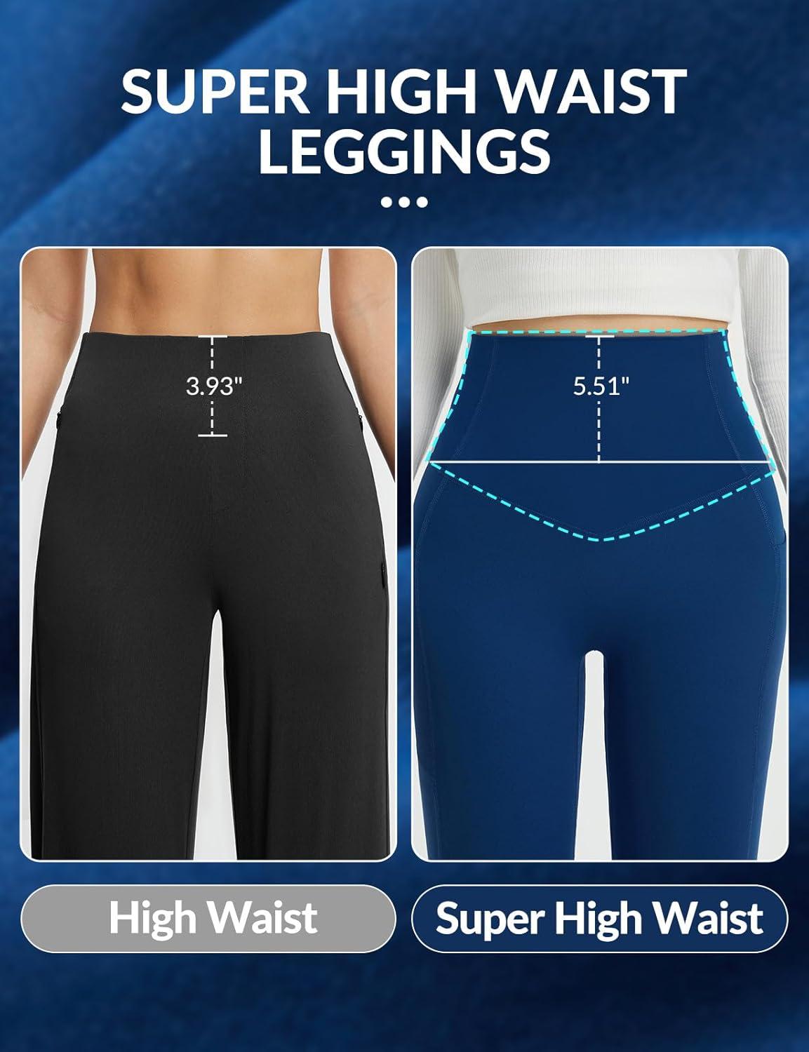 imagebaleaf Super High Waisted Leggings for Women with Pockets Stretchy Tummy Control Soft Yoga Workout Gym Petite PantsNavy Blue
