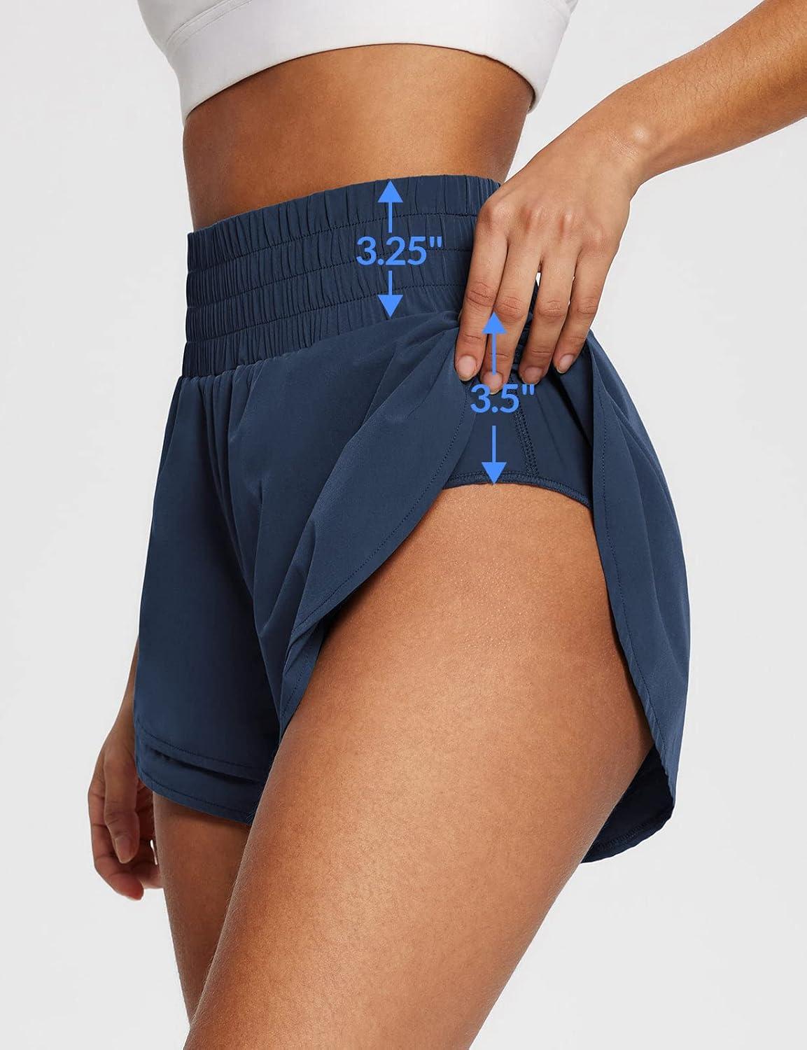 imagebaleaf Womens 3quot Workout Shorts High Waisted Athletic Running Shorts with Liner Sports Lightweight Quick DryAnavy