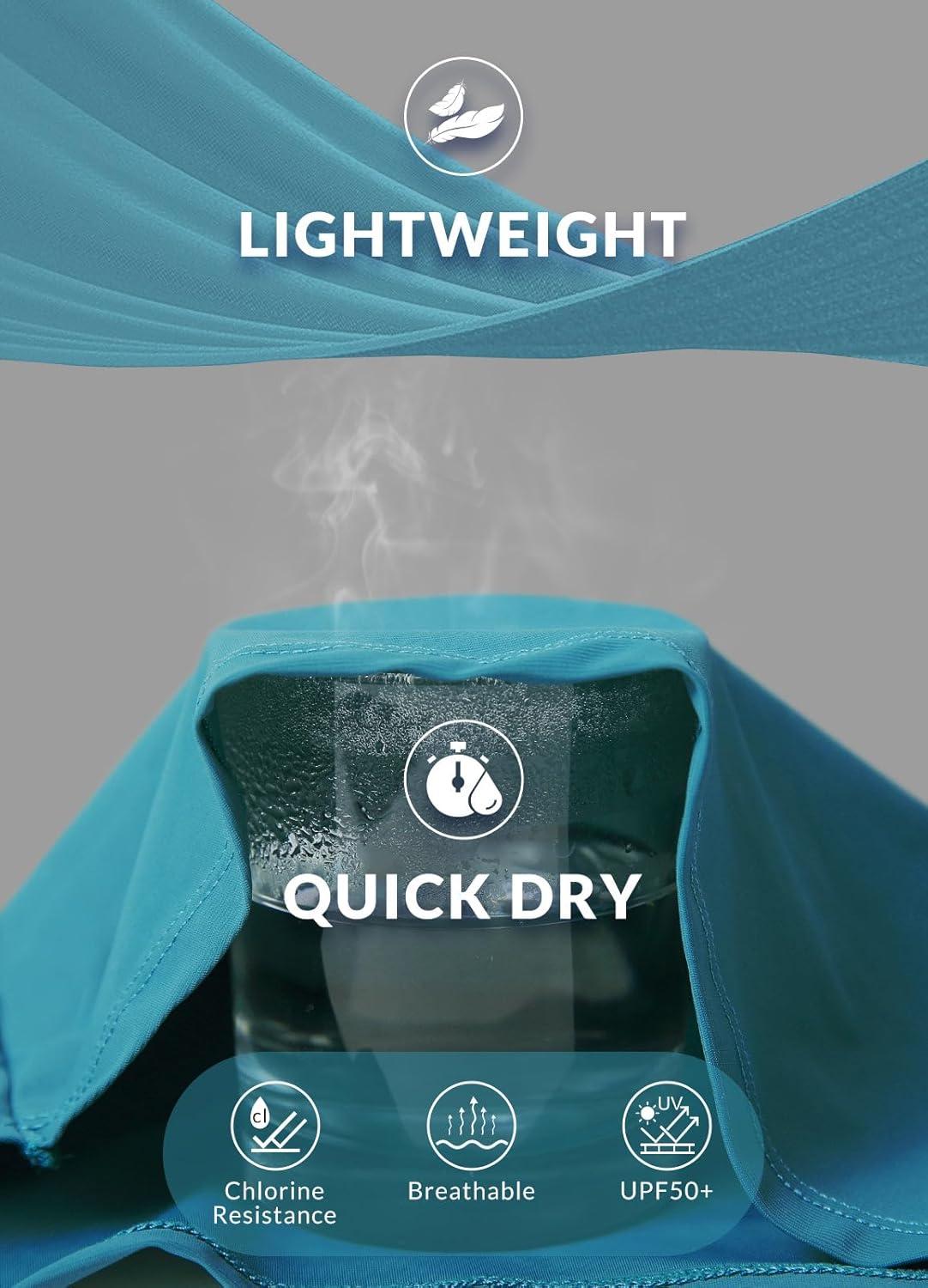 imagebaleaf Womens 3quot5quot7quot9quot High Waisted Swim Board Shorts Quick Dry Swimsuits Bottoms Trunks with PocketsAqua Blue