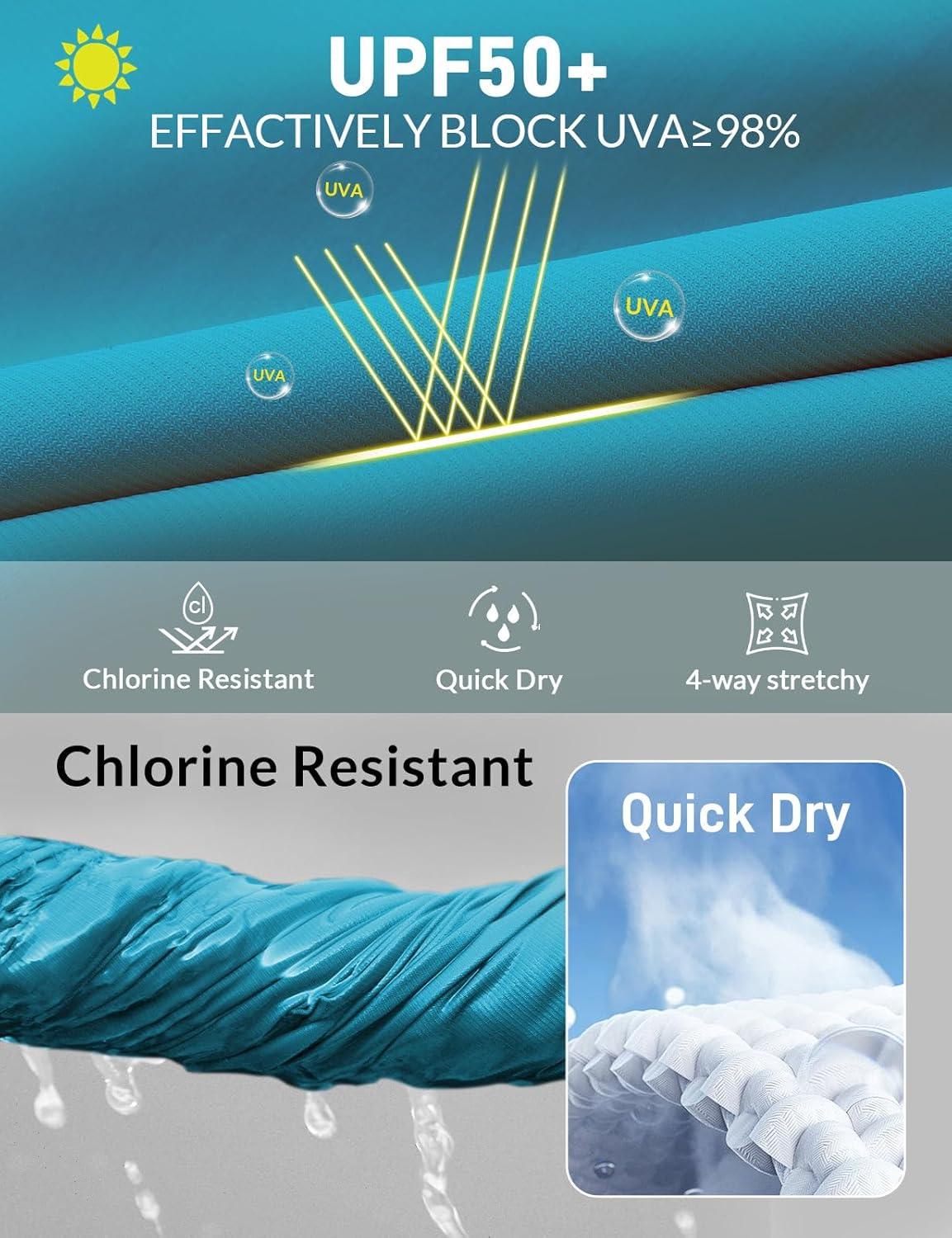 imagebaleaf Womens 3quot5quot7quot9quot High Waisted Swim Board Shorts Quick Dry Swimsuits Bottoms Trunks with PocketsAqua Blue