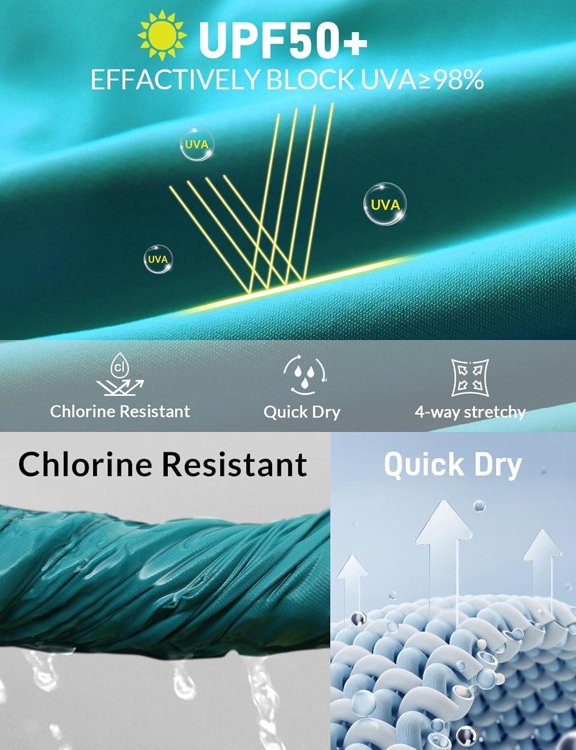 imagebaleaf Womens 3quot5quot7quot9quot High Waisted Swim Board Shorts Quick Dry Swimsuits Bottoms Trunks with PocketsAqua Blue