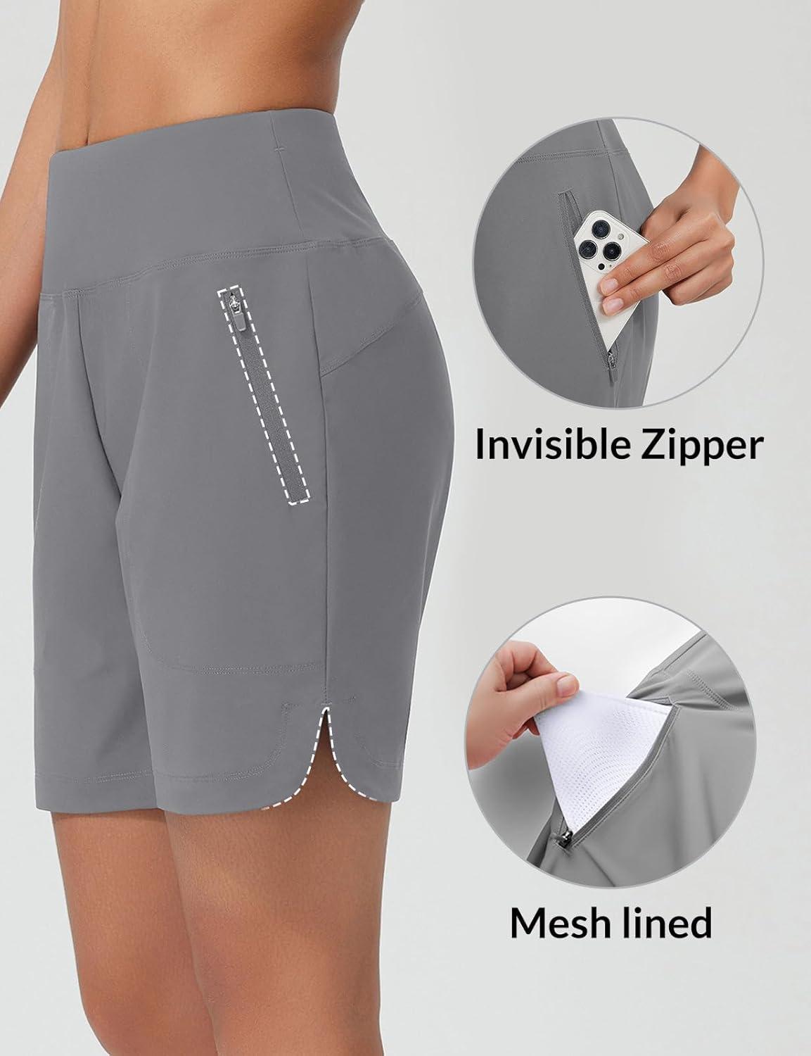 imagebaleaf Womens 3quot5quot7quot9quot High Waisted Swim Board Shorts Quick Dry Swimsuits Bottoms Trunks with PocketsDark Gray