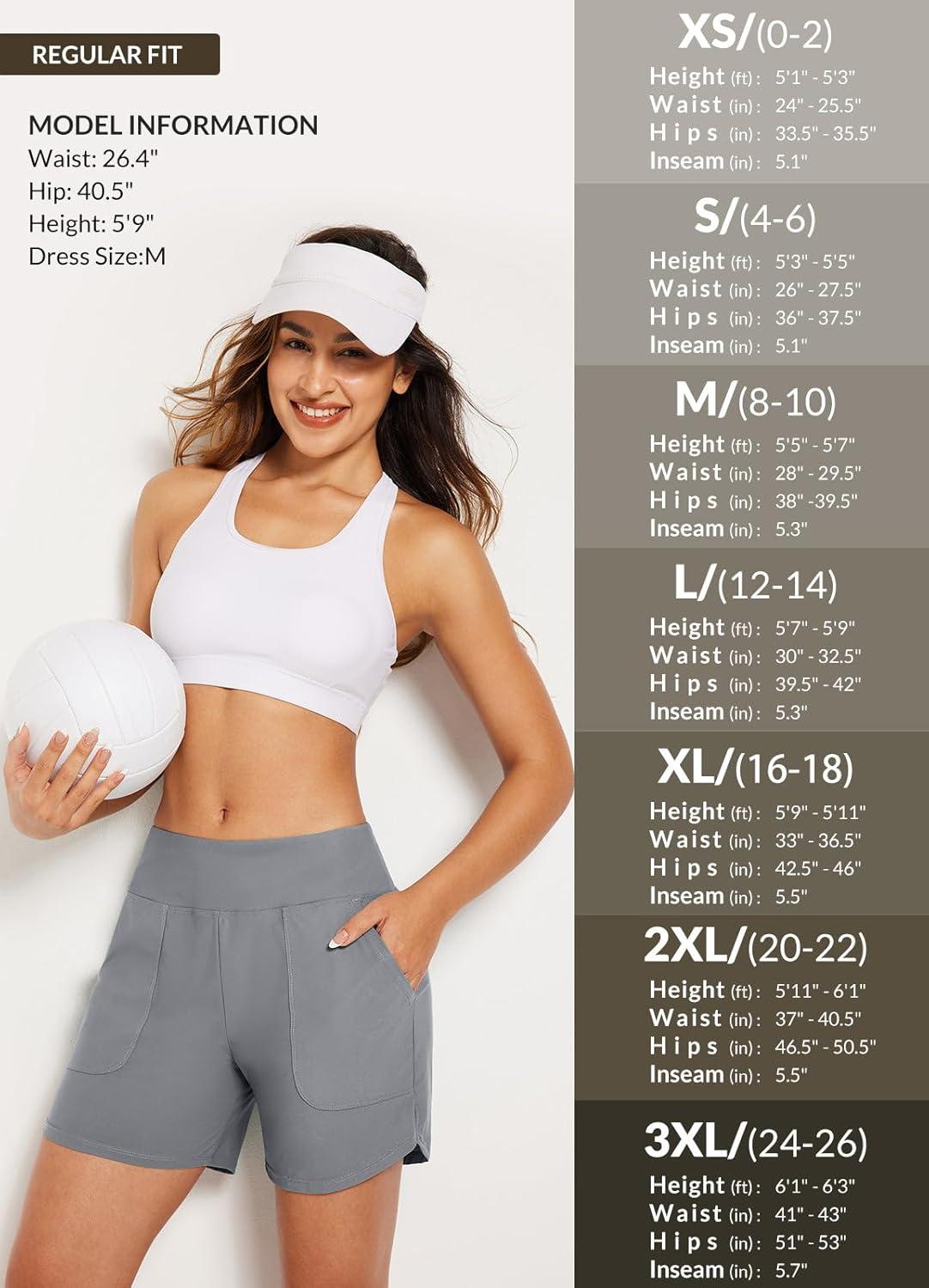 imagebaleaf Womens 3quot5quot7quot9quot High Waisted Swim Board Shorts Quick Dry Swimsuits Bottoms Trunks with PocketsDark Grey