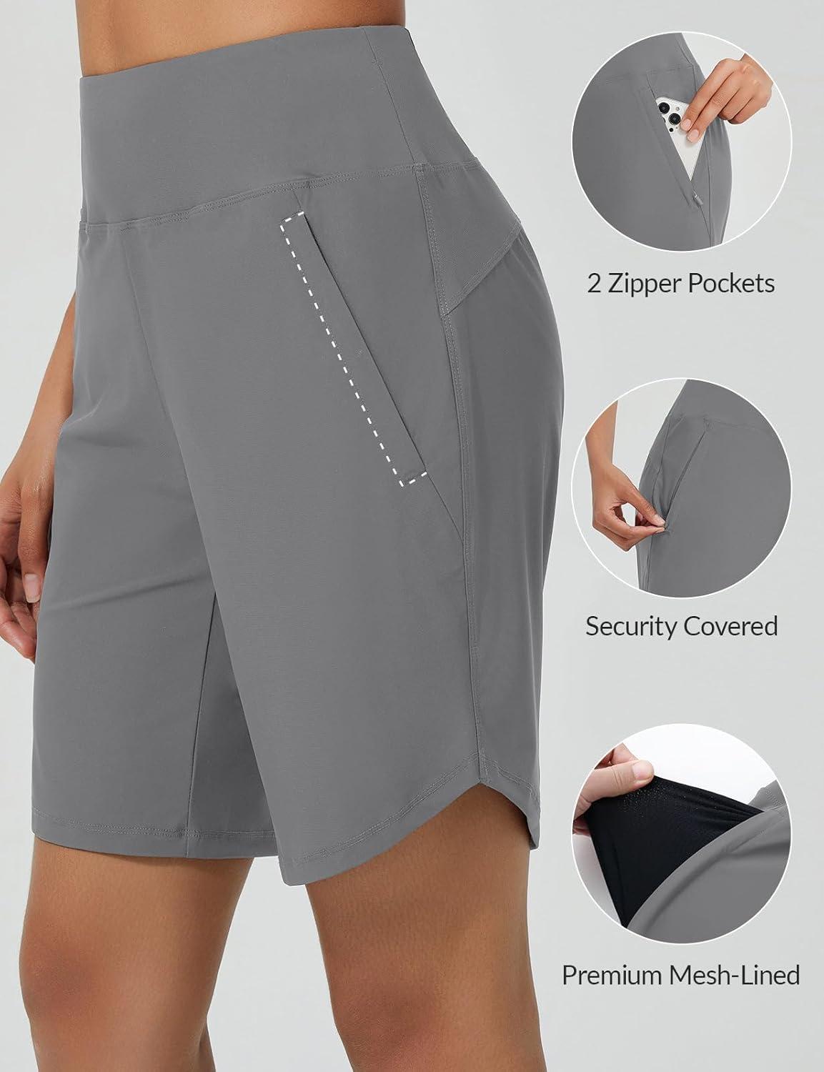 imagebaleaf Womens 3quot5quot7quot9quot High Waisted Swim Board Shorts Quick Dry Swimsuits Bottoms Trunks with PocketsDark Grey