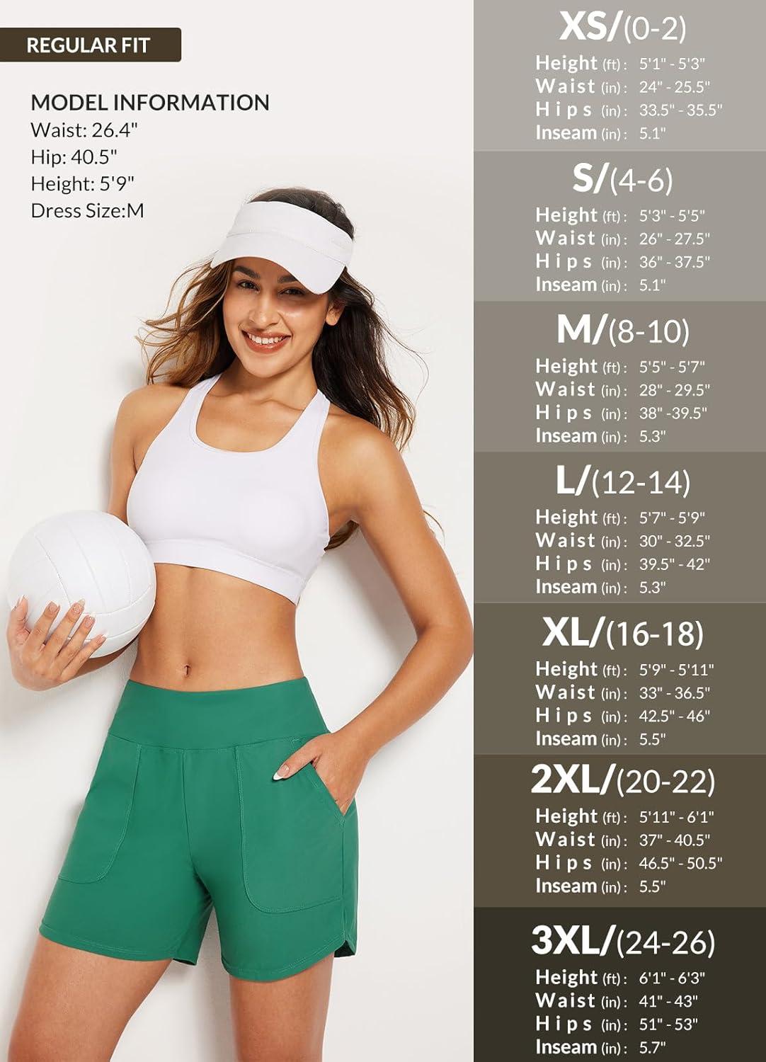 imagebaleaf Womens 3quot5quot7quot9quot High Waisted Swim Board Shorts Quick Dry Swimsuits Bottoms Trunks with PocketsTurquoise